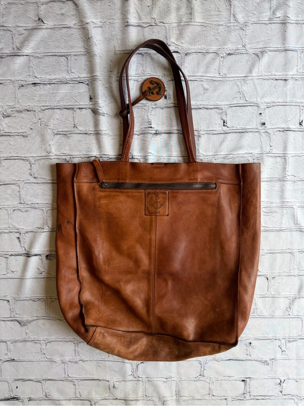 Harbour 2nd Brown Leather Tote Bag Bohemian Hippie Utility Granola Heritage